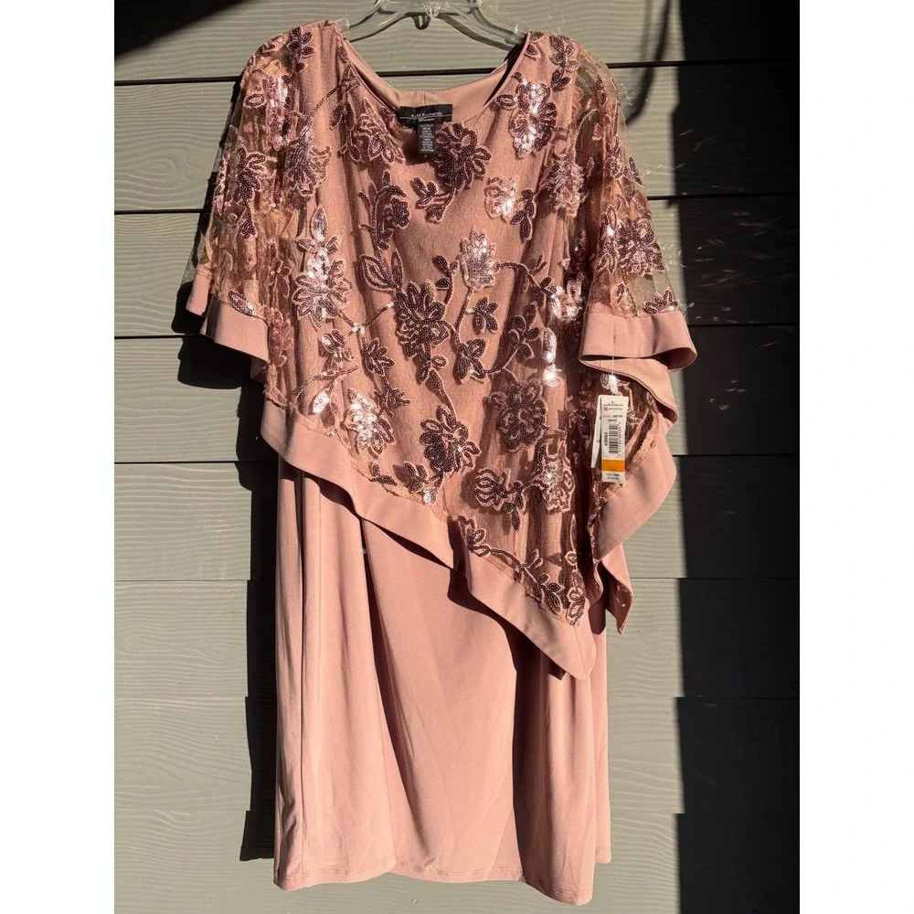 R&M Richards | Dresses | Rm Richards Mauve Sequin Lace Poncho Sheath Dress 285w Plus Size 16w Nwt | Poshmark R&M Richards | Dresses | Rm Richards Mauve Sequin Lace Poncho Sheath Dress 285w Plus Size 16w Nwt | Poshmark